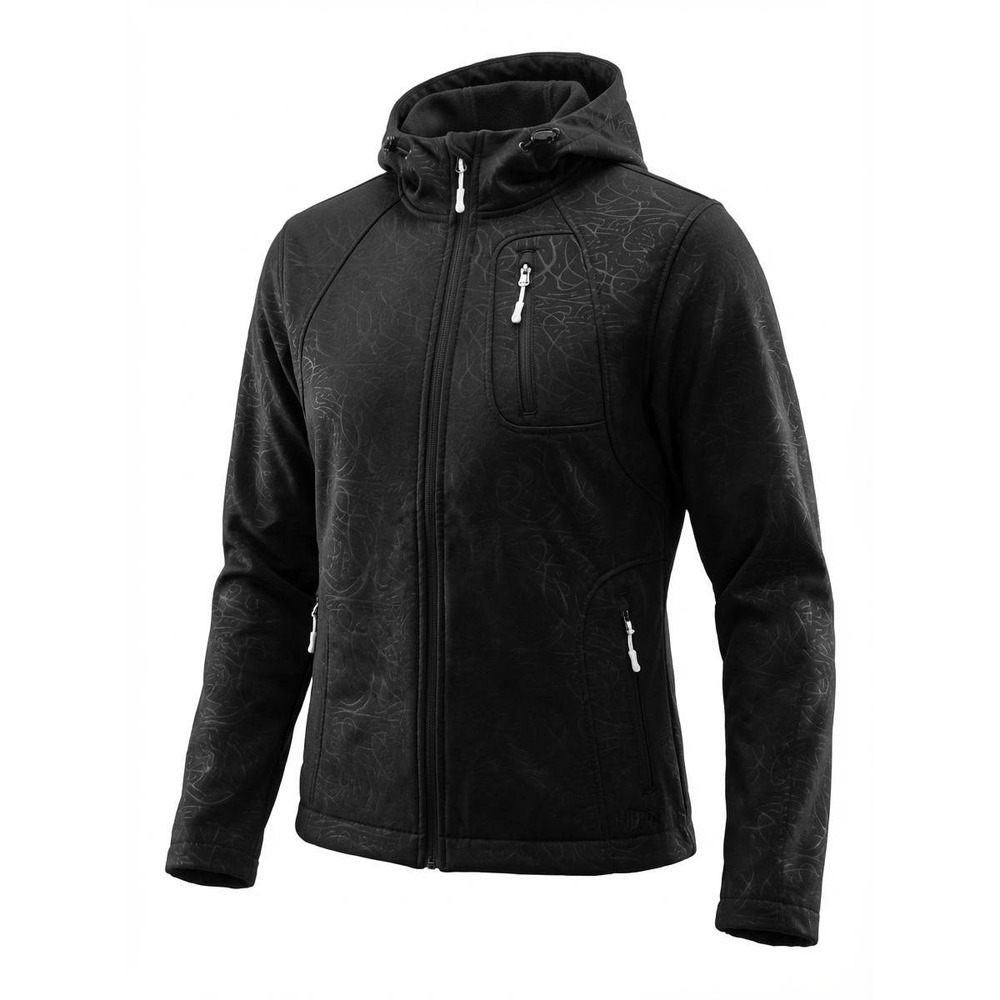 Double Diamond Womens Black Embossed Pattern Hooded Softshell Jacket Size S‎